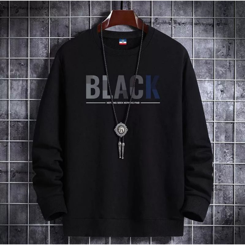 Sweater crewnek BLACK modis pria wanita