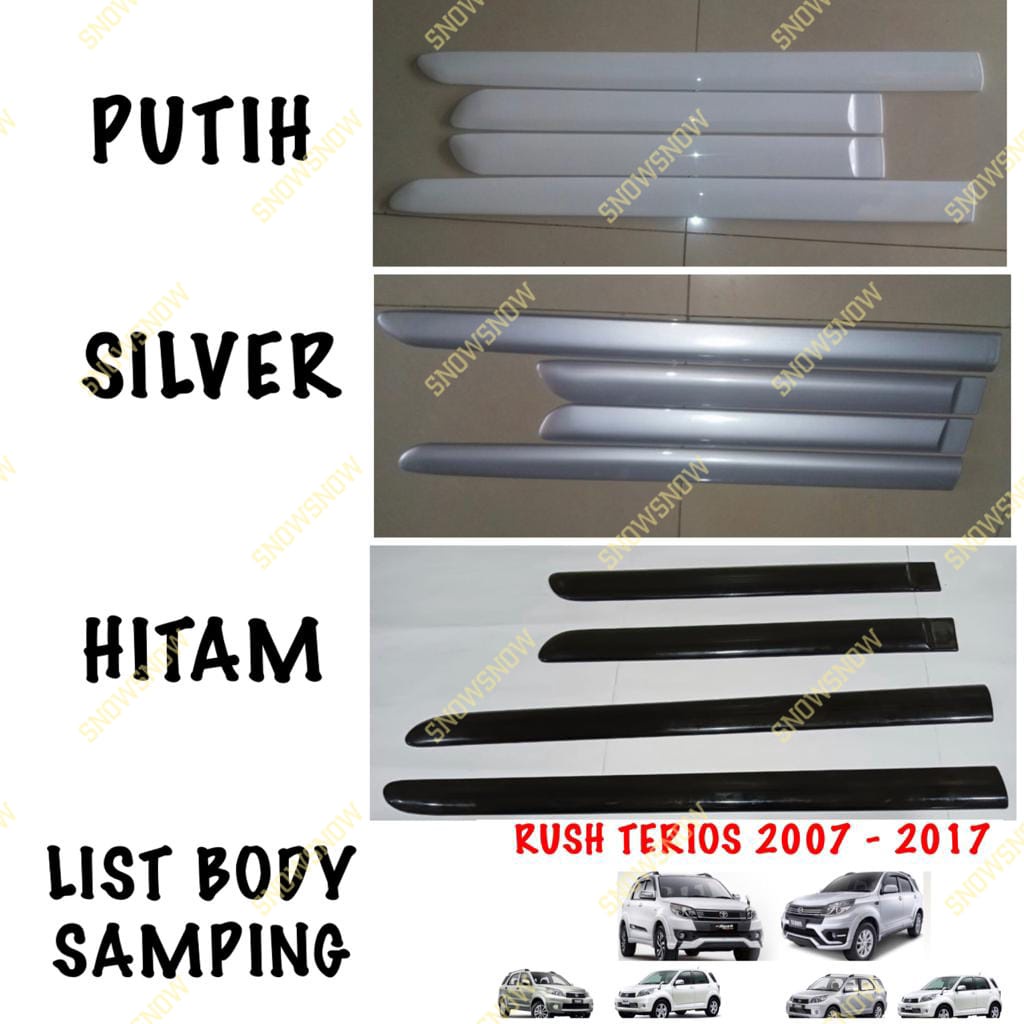 List Body Samping Rush Terios Lama Old 2007 2010 2015 2017 Hitam Silver Putih