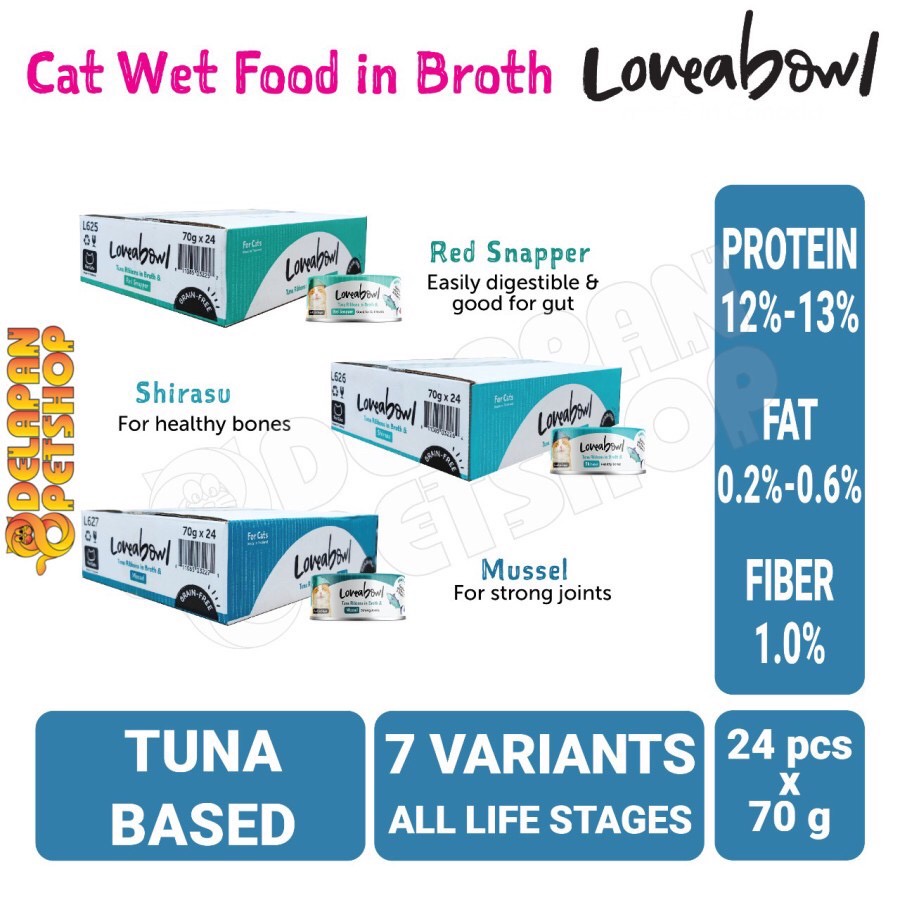 Loveabowl Holistic Cat Wet Food for All Life Stages - Tray isi 24 kaleng x 70g