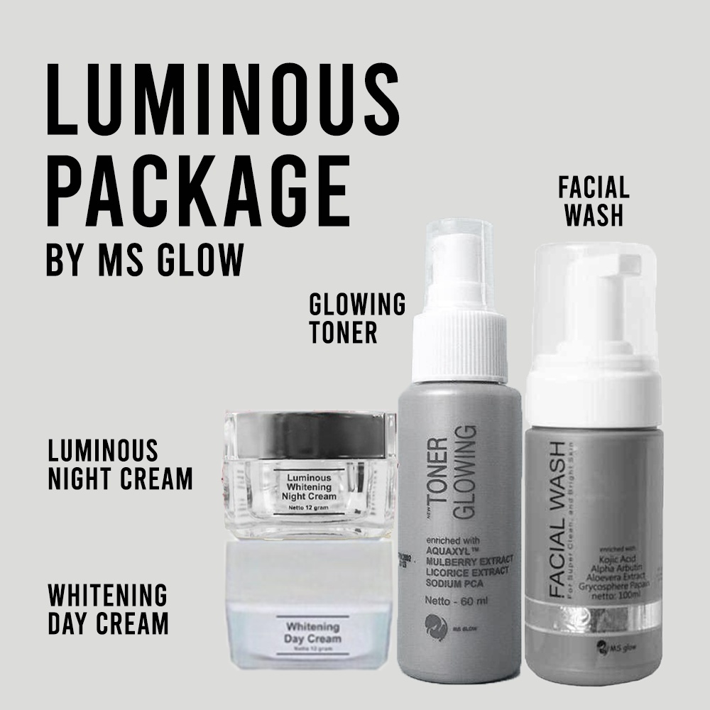 Paket Whitening Ms Glow Paket Acne Luminous Ultimate Night Cream Day Cream Whitening BB Cream Acne Facial Wash Golden Glow Toner Glowing Acne Face Wash MsGlow Original