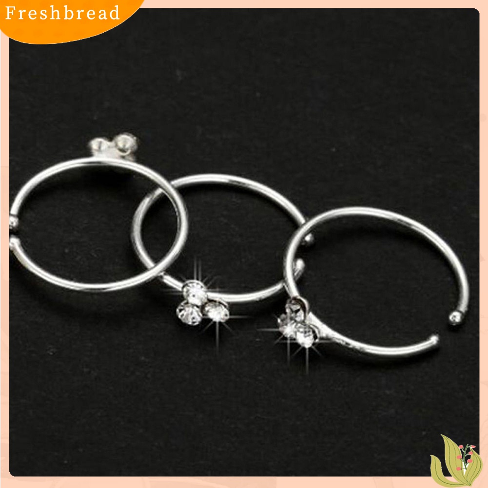 ? Fresh ? 1Pc Anting Tindik Hidung Bahan surgical Steel Aksen Berlian Imitasi untuk Hadiah Wanita