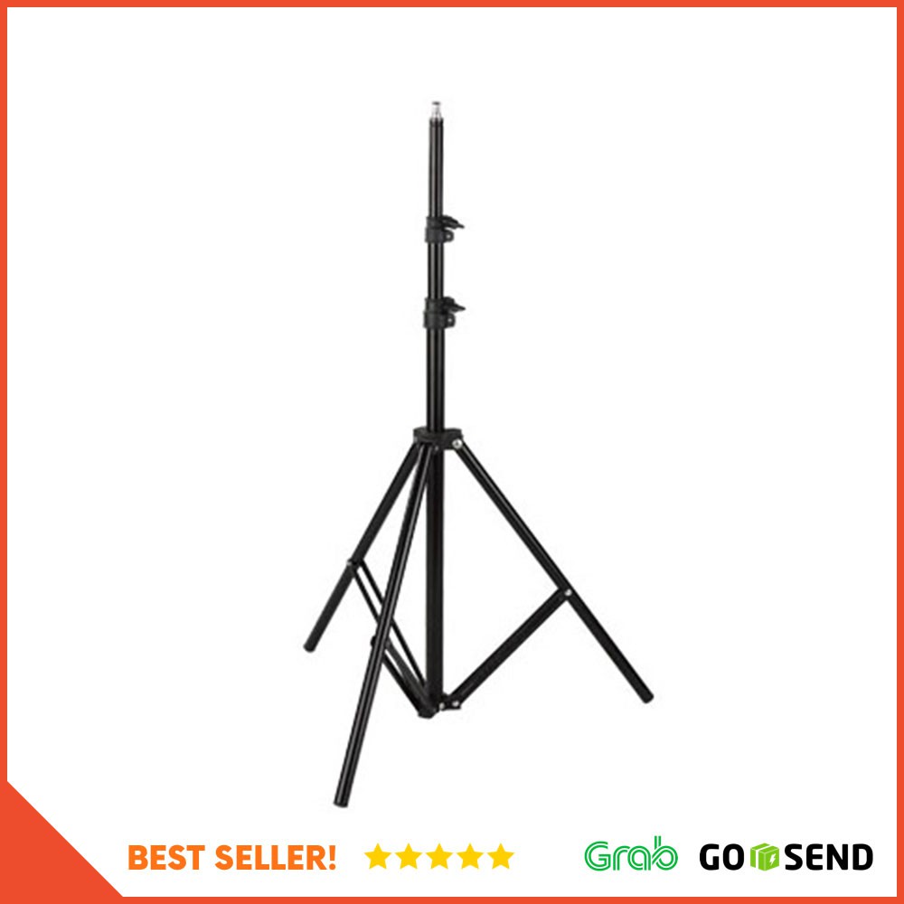 Portable Light Stand Tripod 3 Section 200cm for Studio Lightning - Black