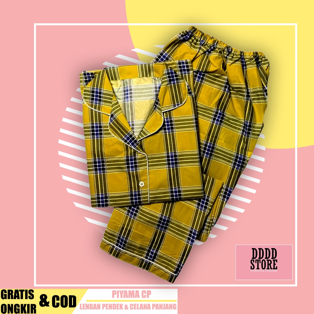 BAJU TIDUR WANITA/PIYAMA WANITA DEWASA KATUN MOTIF KOTAK ORIN CP