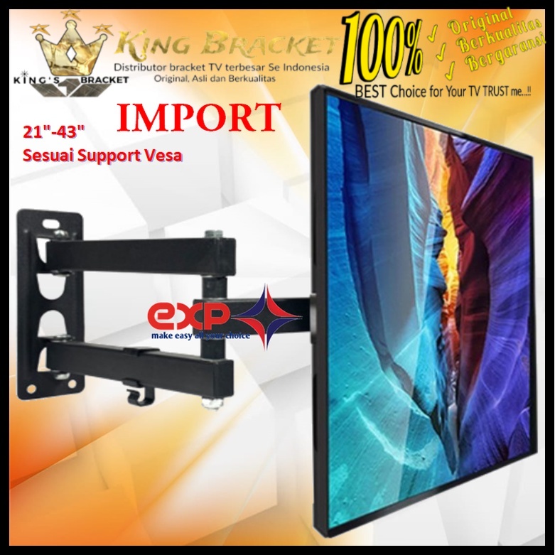 Bracket TV SAMSUNG 14 s/d 43 inch 6 ARAH FULL BESI SUPER KOKOH GARANSI 100% ORI