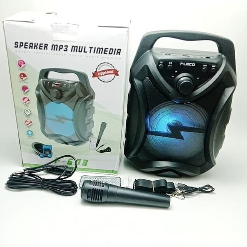 Speaker super bass SPEAKER PORTABLE BLUETOOTH MEETING FLECO F 608- F 607 BONUS MIC