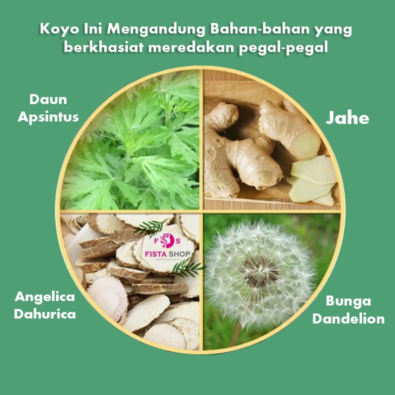 Koyo hijau herbal 12pcs lutut zhenwanai sumifun salah bantal pegal linu nyeri sendi FISTASHOP