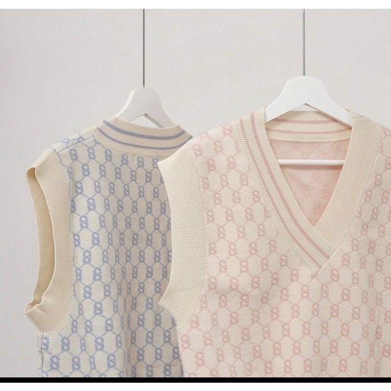 Signature Monogram Vest Buttonscarves x Benang Jarum Strawberry Stripe size S