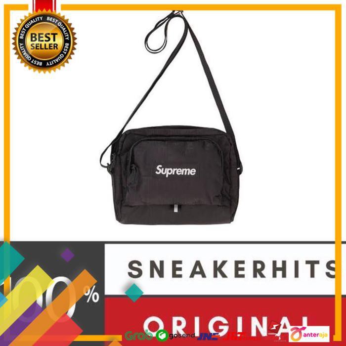 ON SALE.. TAS SELEMPANG SUPREME SHOULDER BAG SS19 BLACK SUPREME AUTHENTIC 100% ..TERLARIS