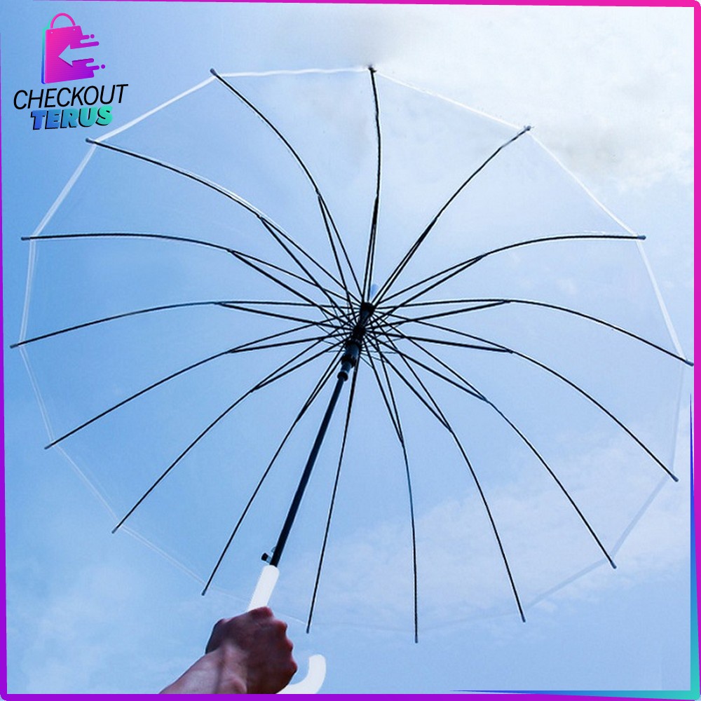 CT C433 Payung Transparan Japanese Korean Style Payung Tongkat Bening Polos Bisa Untuk Kado Souvenir Umbrella Simple Fashion Drama Kore