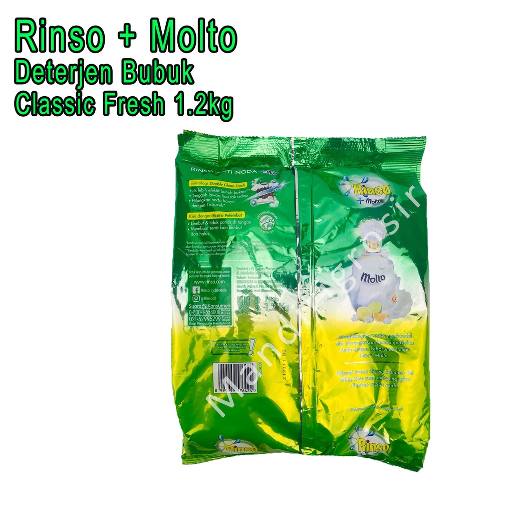 Deterjen Bubuk *Rinso + Molto * Anti Noda * Classic Fresh 1.2kg