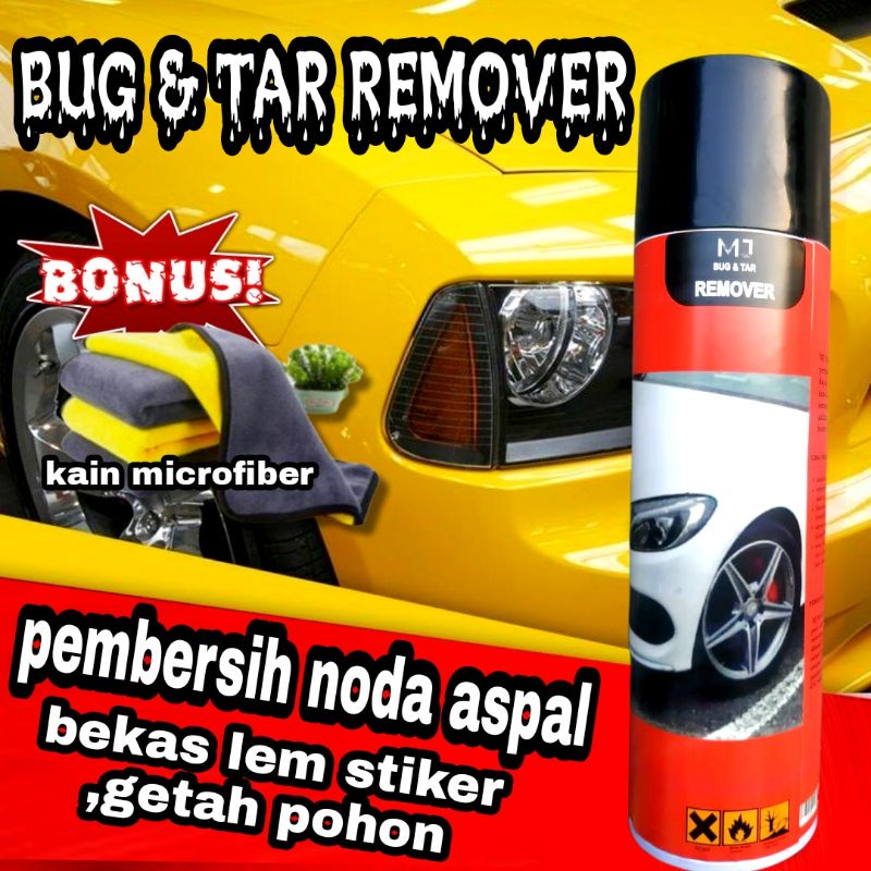 Tar remover pembersih noda aspal,lem stiker,getah pohon,kotoran burung ,serangga pada mobil motor bonus kain microfiber