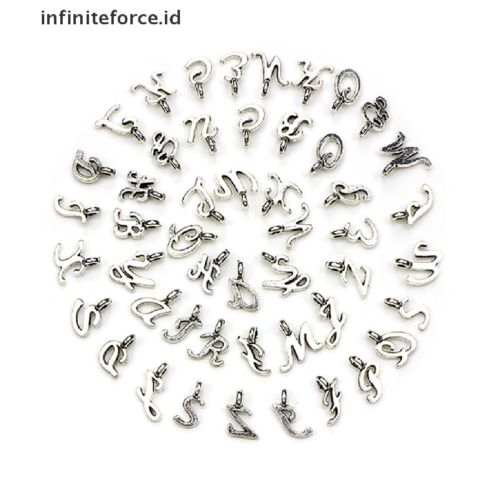 (Infiniteforce.Id) 52pcs / Set Liontin Silver Tibet 26 Huruf A-Z Diy