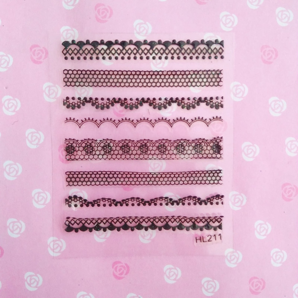 ISI 1 PACK NAIL ART 3D NAIL ART STICKER LACE BLACK HL