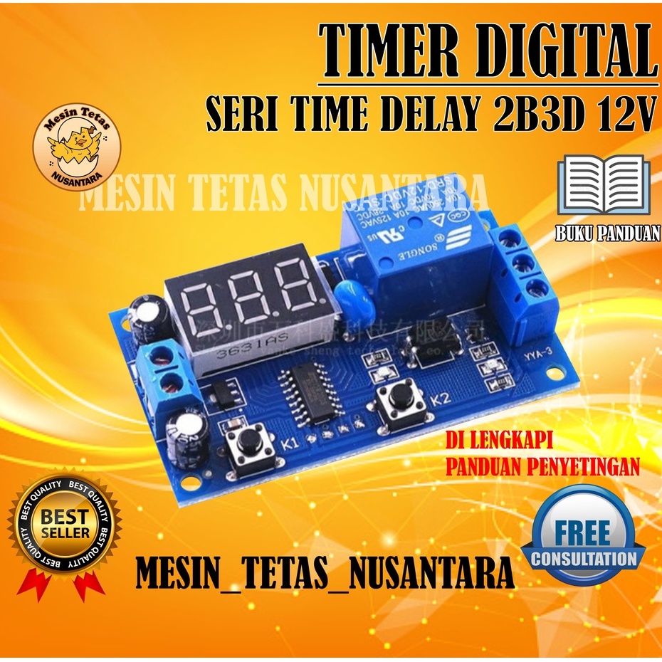 Digital Time Delay Relay Module 2B3D Timer Digital Mesin Tetas