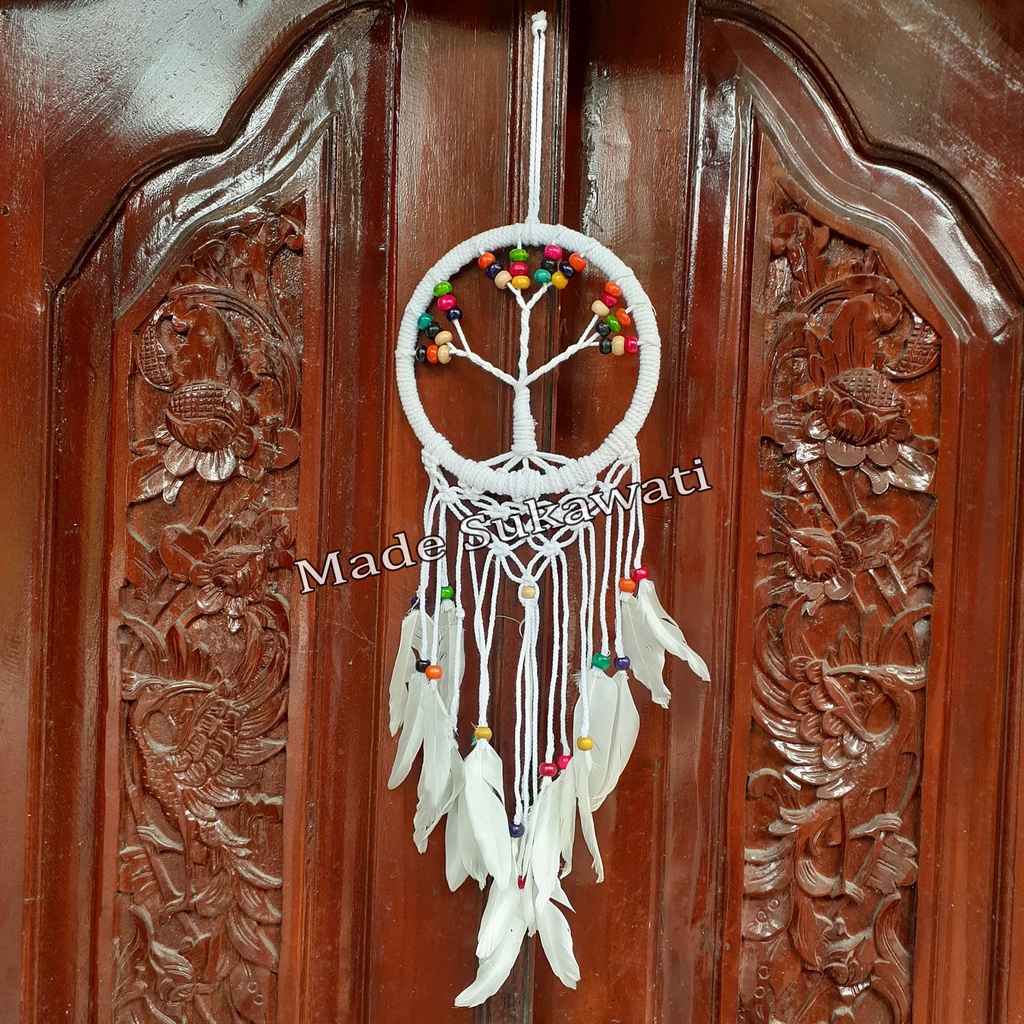 Dream catcher jaring variasi bola bola warna warni 60 cm