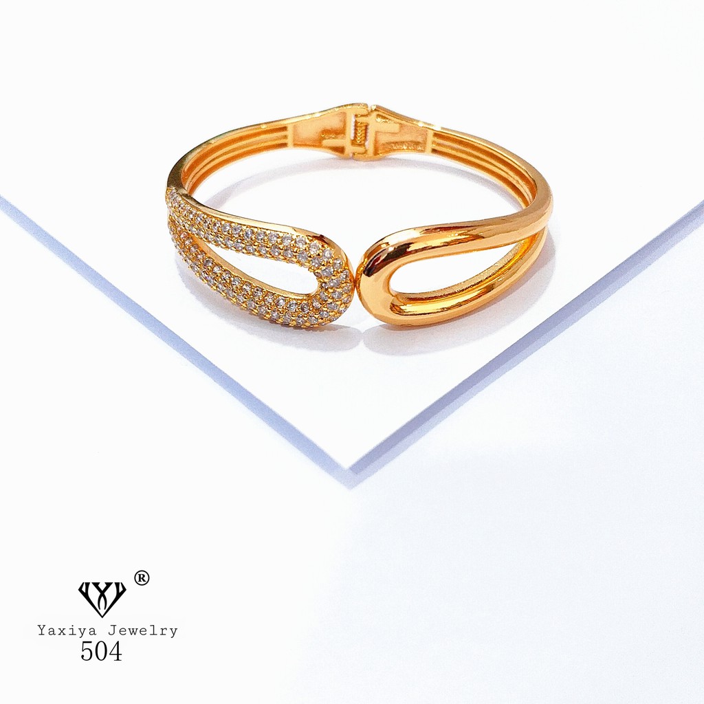 

Gelang Fashion Mewah Lapis Emas Perhiasan Imitasi Gold 18K Yaxiya Jewelry 504