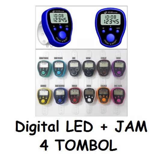 Tasbih Digital Elektronik LED dan Jam Hand Finger Counter 5 Digit  Alat Hitung