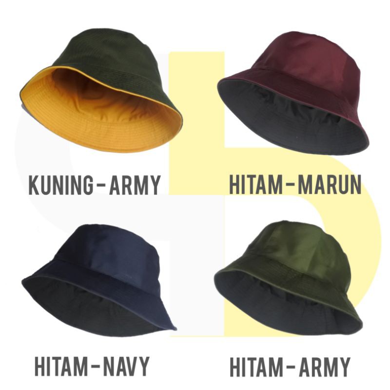 Topi Bucket Hat Premium Korean Style 2 Warna Pria dan Wanita