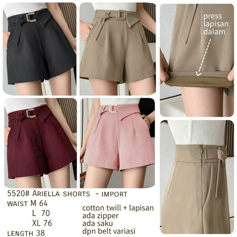 MDLV ~ 5520 Ariella Shorts Women Hot Pants Premium Celana Pendek Import Hot Pants Bahan Premium Fashion Import