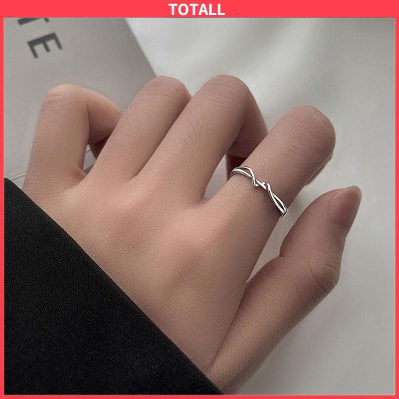 COD Cincin Garis Sederhana Cincin Geometris Wanita Cincin Lembut Terbuka Cincin Jari Telunjuk Pacar-Totall