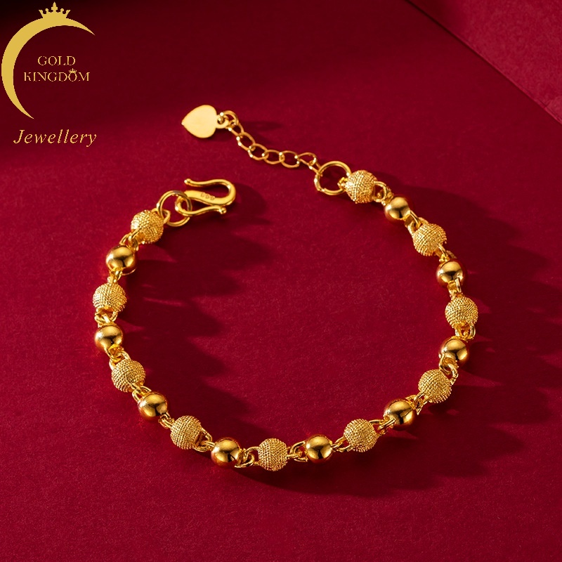 Gelang Rantai Manik-Manik Kecil Lapis Emas Emas Asli Kadar 375 Desain Buddha Untuk Wanita