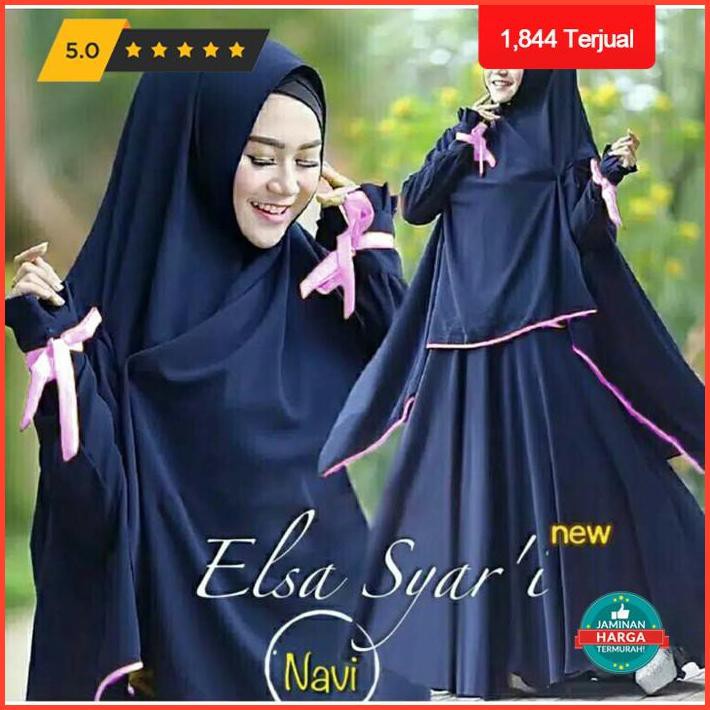 Gamis Polos Jersey Hopylovy / Gamis Polos Jersey Syari Set Elsa Mayra - Hitam Promo