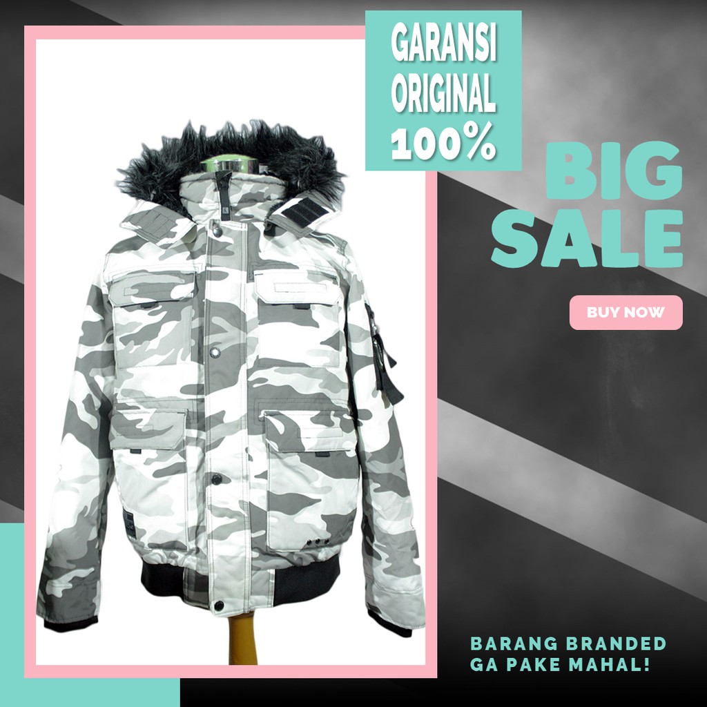 Original BNWOT Hollister Down Bomber Jacket - White Camouflage