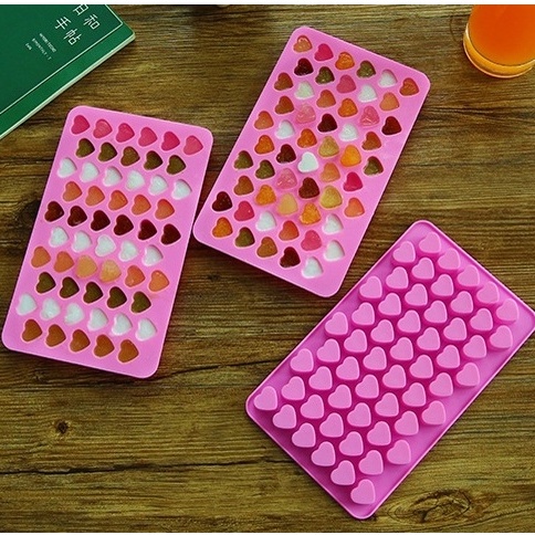 CETAKAN ES BATU SILIKON PINK BENTUK LOVE LA108P3 SERBAGUNA JELLY PUDING COKLAT AGER SILICON ICE CUBE TRAY MOLD