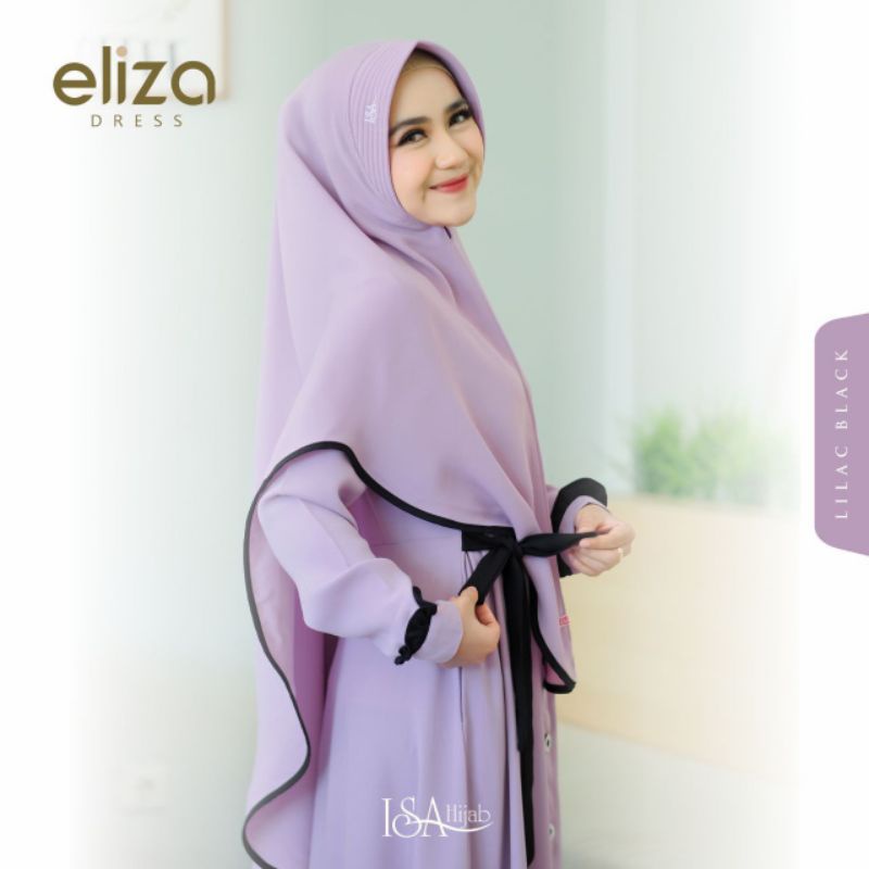 Eliza Dress By Isa Hijab | Gamis Sett Polos Two Tone | Gamis Harian
