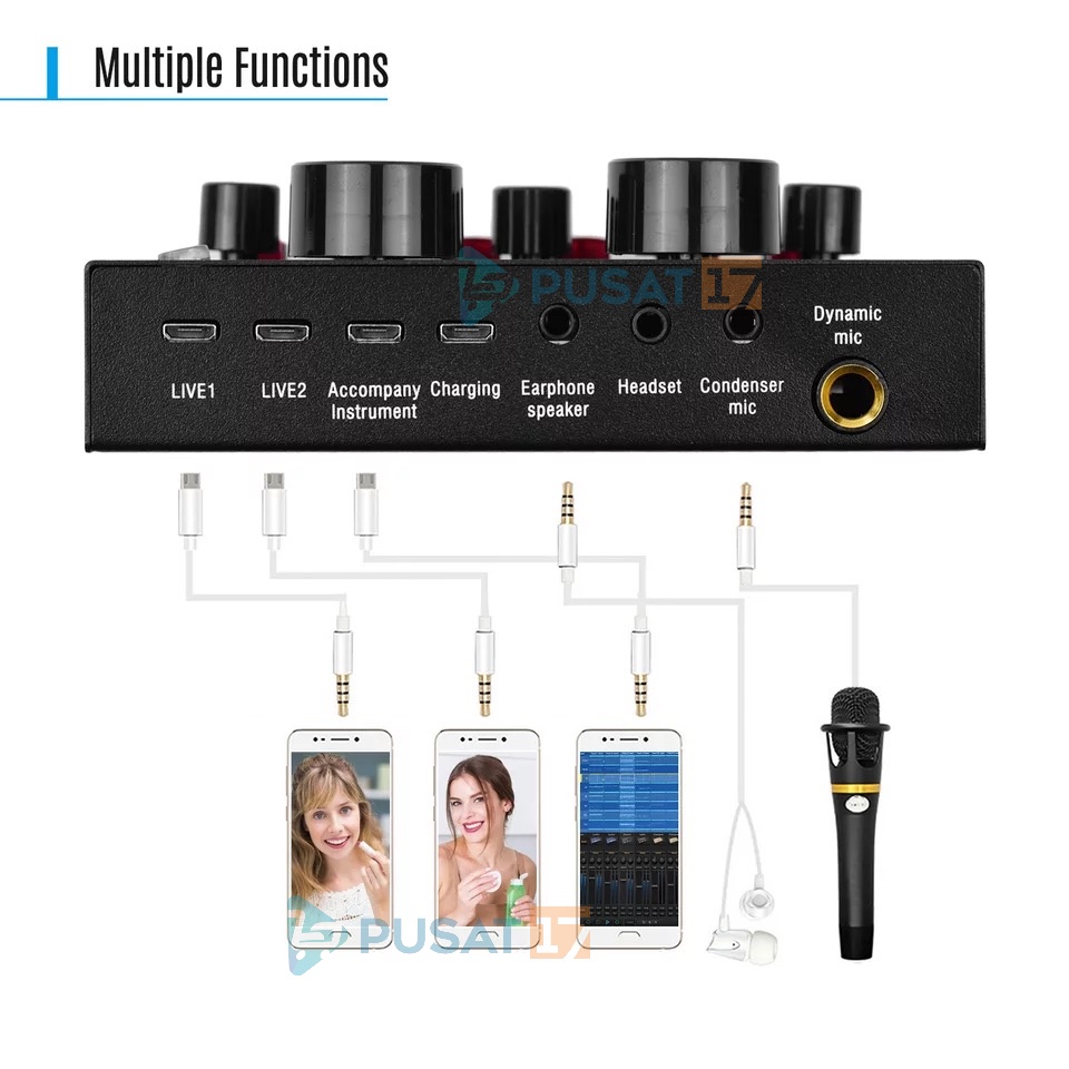 PUSAT17 SOUND CARD V8 LIVE BROADCAST MIXER BLUETOOTH AUDIO USB EXTERNAL / SOUNDCARD MIXER AUDIO KARAOKE HP STREAMING