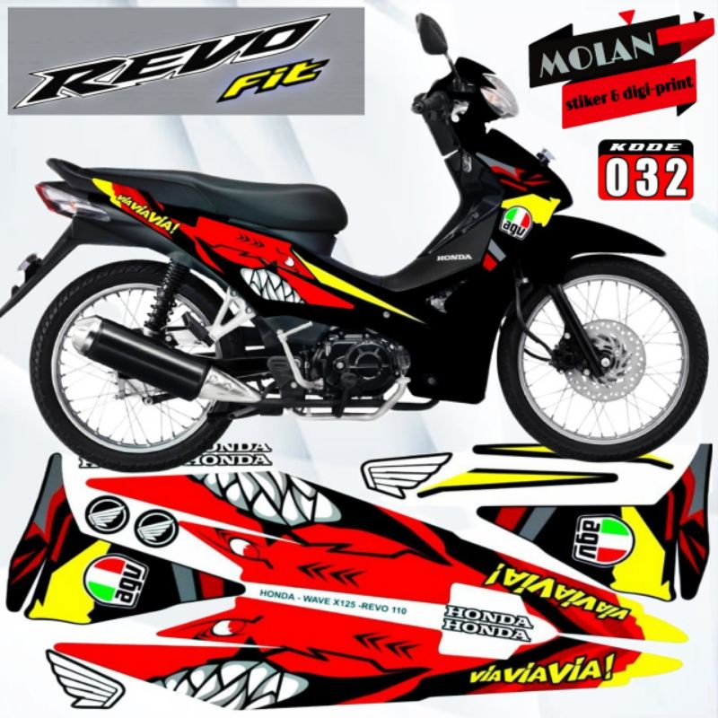 Decal Sticker Striping Variasi Revo Fit (SHARK) | Decal Wave Rsx 100 | Decal Wave X 125 | Decal Wave