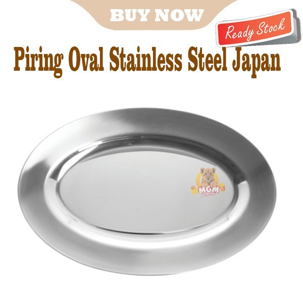 Piring Oval Stainless Steel Japan 18-10 ukuran 35cm atau 14inch TEBAL