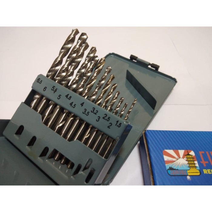 Mata Bor Set Besi dan Kayu HSS 13 Pcs Drill Bits