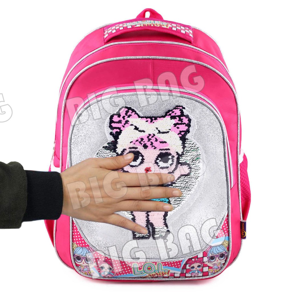 Tas Ransel Anak Perempuan Karakter Lol Surprise GLITTER-Tas Ransel Model Usap/Swipe Glitter+LUNCHBOX