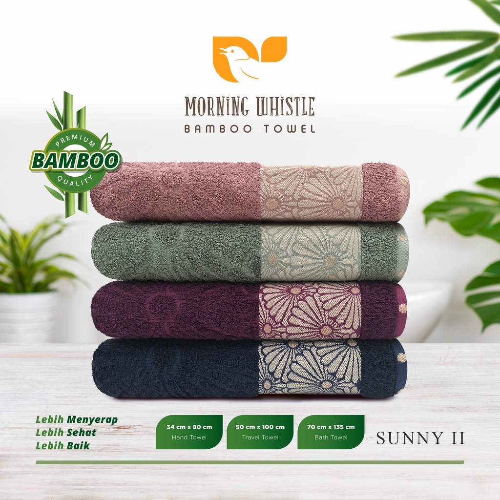 HB Morning Whistle Bamboo Sunny Handuk Mandi 3 Ukuran / Standard 70 x 135 cm / Medium 50 x 100 cm / Sport 34 x 80 cm by Terry Palmer