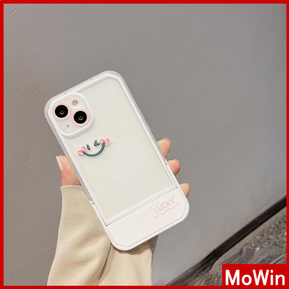 iPhone Case Silicone Soft Case Clear Case Folding Stand Shockproof Protection Camera Smiley Simple Cute Compatible For iPhone 11 iPhone 13 Pro Max iPhone 12 Pro Max iPhone 7Plus xr