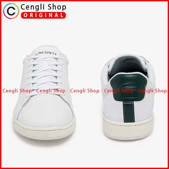 SEPATU SNEAKER KULIT LACOSTE PRIA ORIGINAL CASUAL KETS ASLI PUTIH LM02