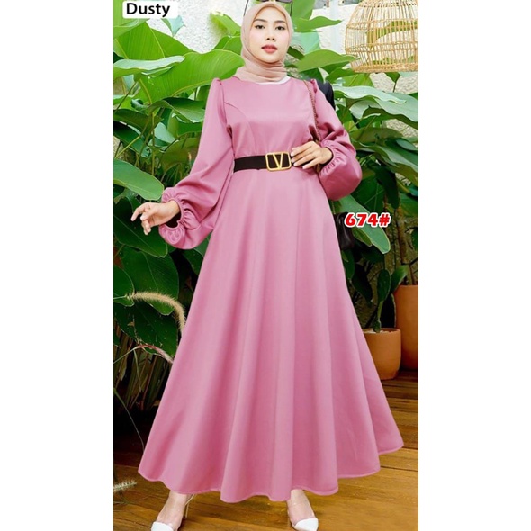 674# gamis wanita terbaru// fahion muslim gamis scuba+FREE BELT V