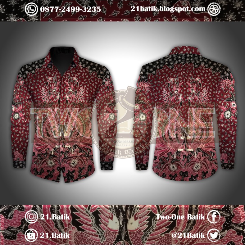 BATIK TULIS PREMIUM HALUSAN KEMEJA PRIA / WANITA FULL ISIAN (WARNA MERAH)