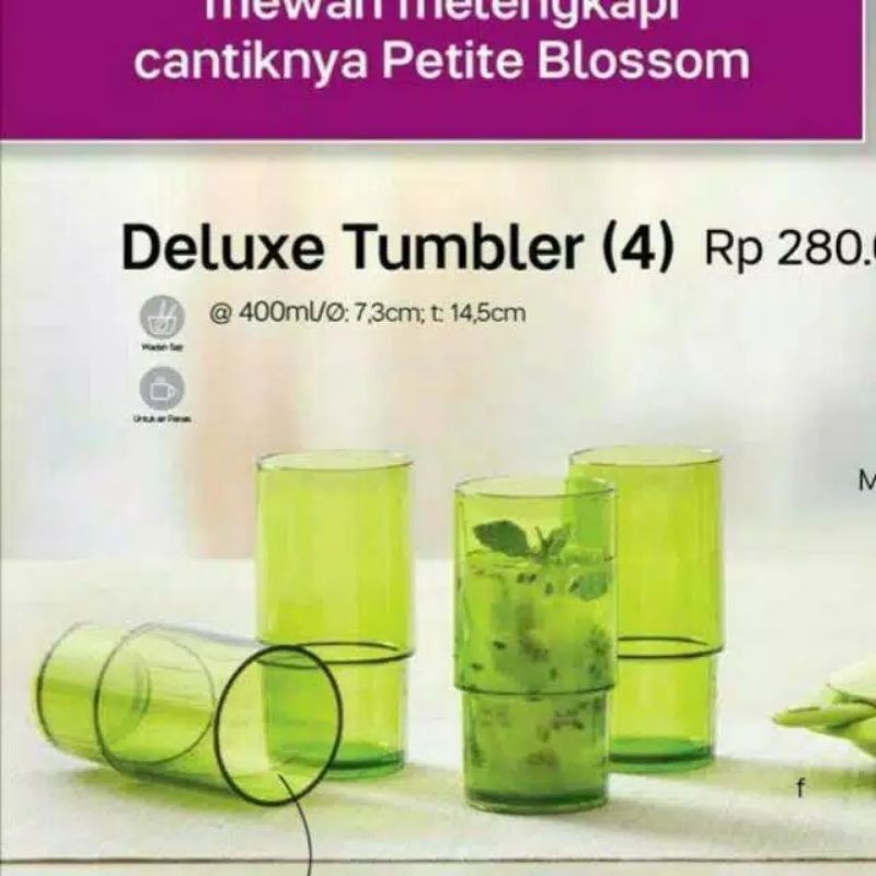 Deluxe Tumbler 4pcs Gelas Kristal 400ml