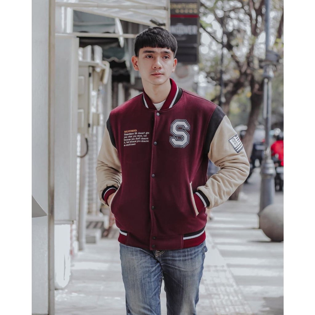 Jaket Varsity Vintage Motif Bordir Original Salvio Hexia