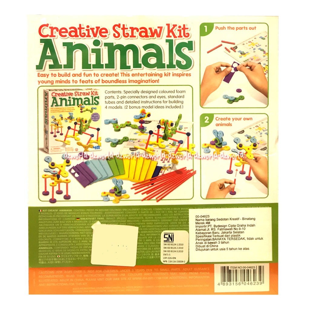 Creative Straw Kit Animals set mainan kreatifitas Kreasi dari Sedotan