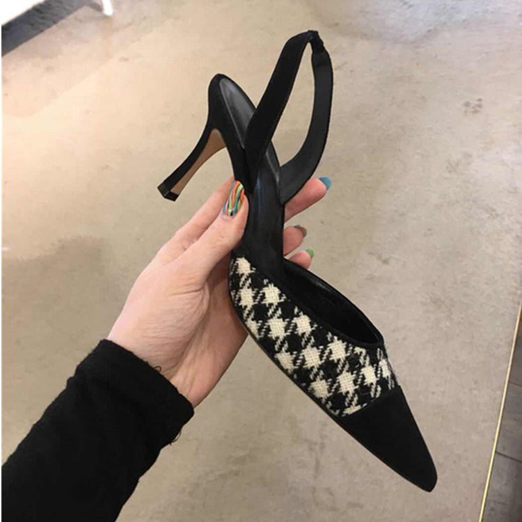SEPATU HEELS TALI HITAM KOTAK TINGGI 8CM IMPORT