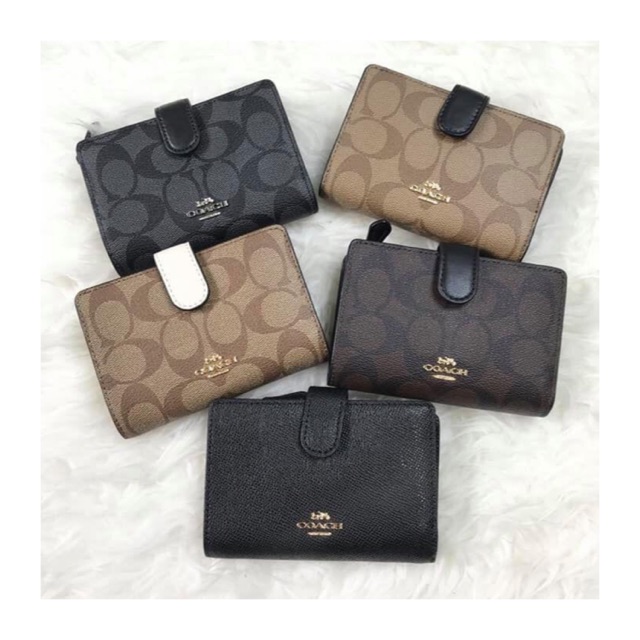 Dompet Coach Medium Wallet Signature Brown Black Khaki Original