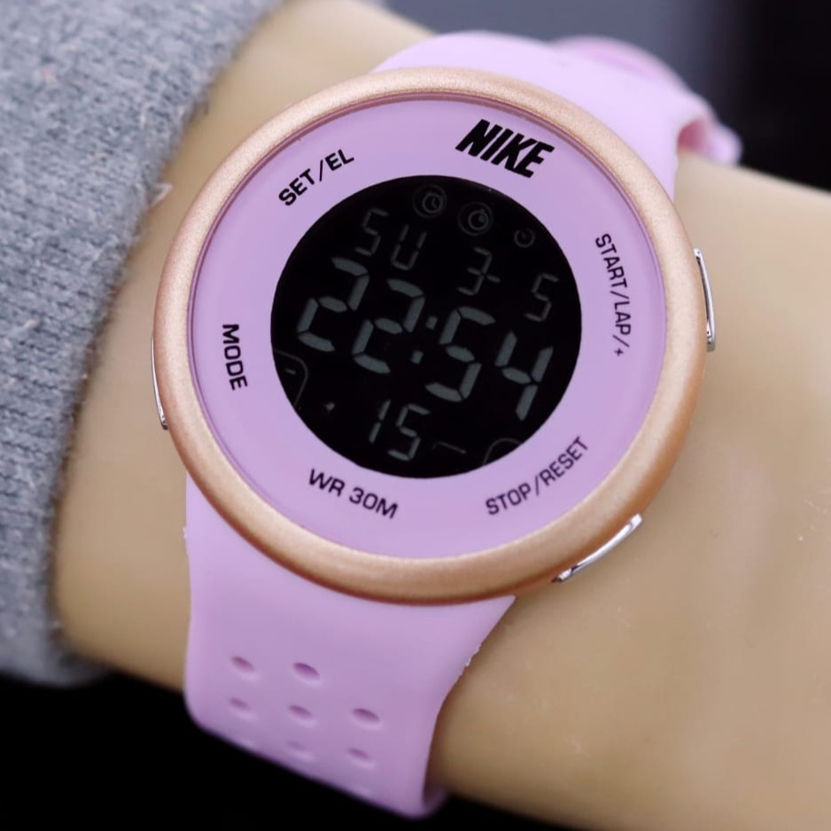 JAM TANGAN PRIA NIKE RUBBER BULAT DIGITAL DIAMETER 4,5 CM (ADA 7 WARNA)