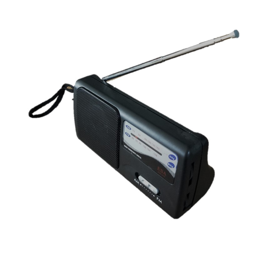 Radio Portabel FM AM Portable Radio Warna Hitam ESA E270 Free Earphone