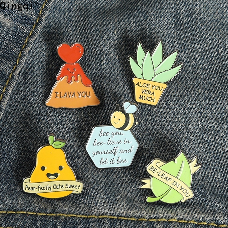 Pun Bros Pin Enamel Desain Lebahdaun Pearlidah Buaya Untuk Unisex