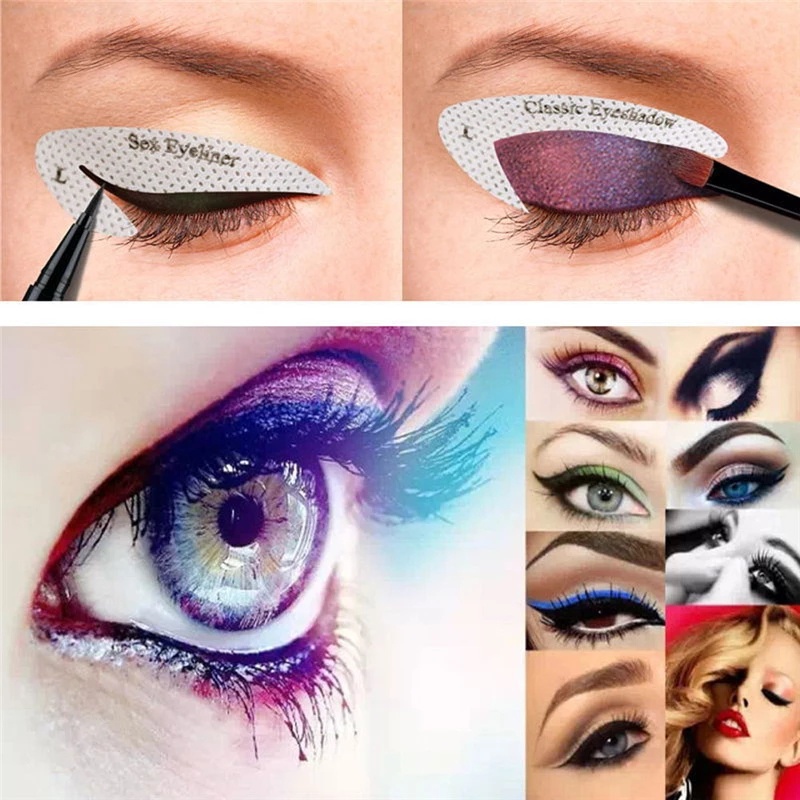 [4Pcs/ Pack Non-woven Eyeliner Template Stickers] [ Eyeliner Stencils Drawing Card] [ Eyeliner Defining Makeup Tools]