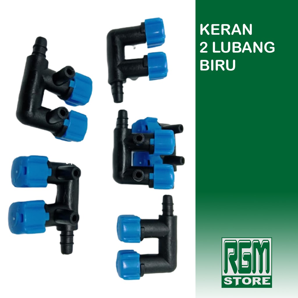 Kran keran Udara BIRU 2 lubang cabang Aerator airator aquarium aquascape