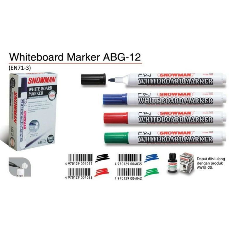 

Spidol Snowman ABG12 Whiteboard / Spidol Bisa diHapus